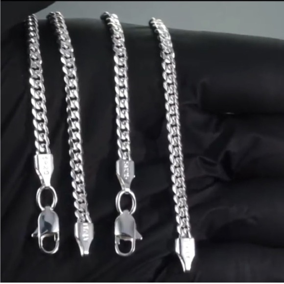 New Gold Cuban Link Chain Necklace Diamond Cut Curb Chain Link 925 Necklace - Picture 11 of 16
